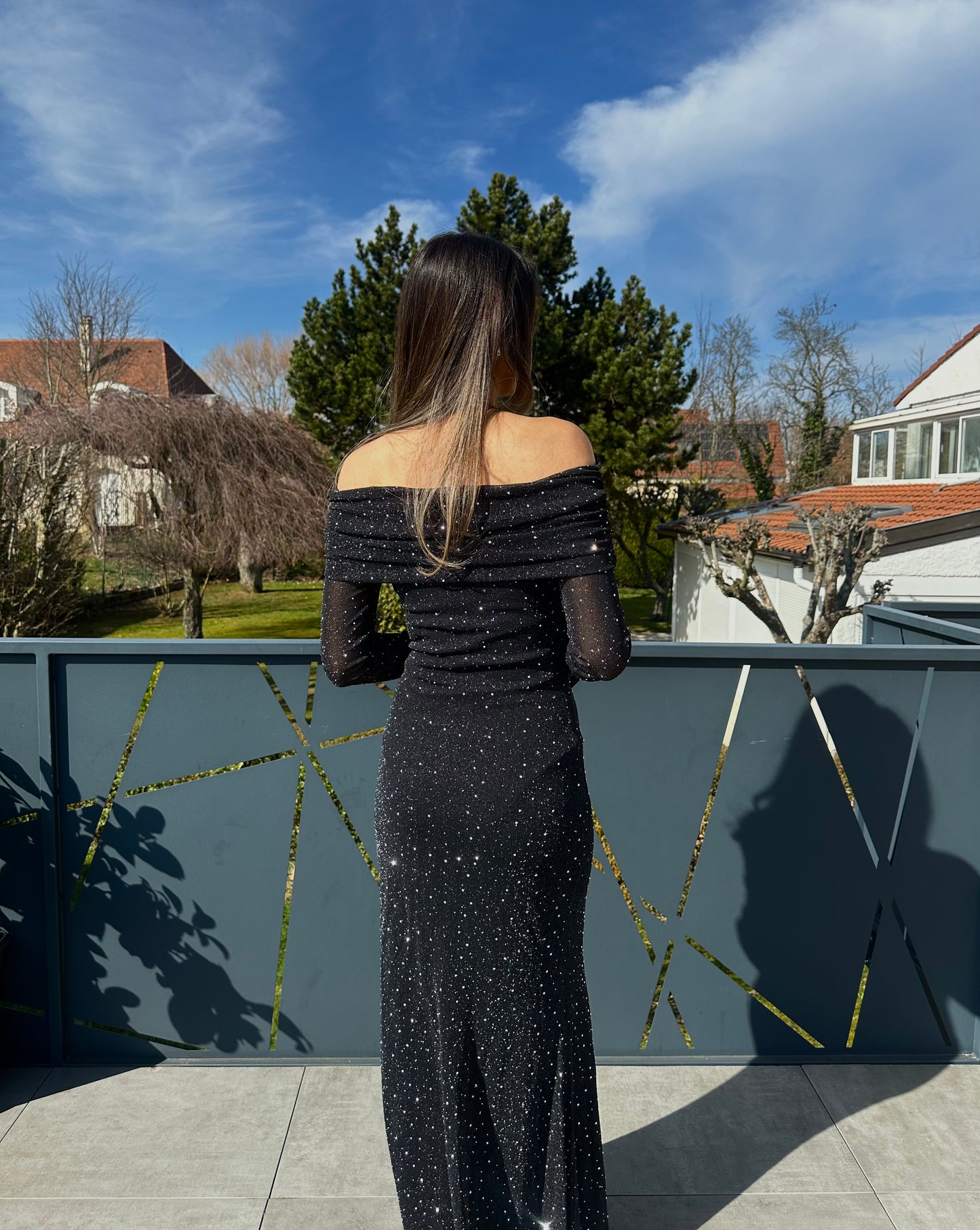 Robe longue noir à paillette
