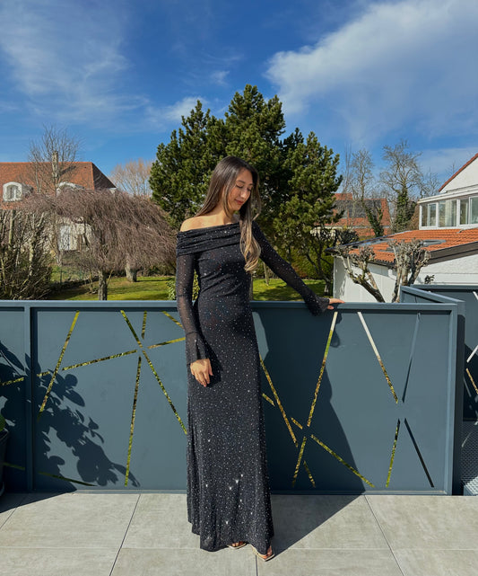 Robe longue noir à paillette