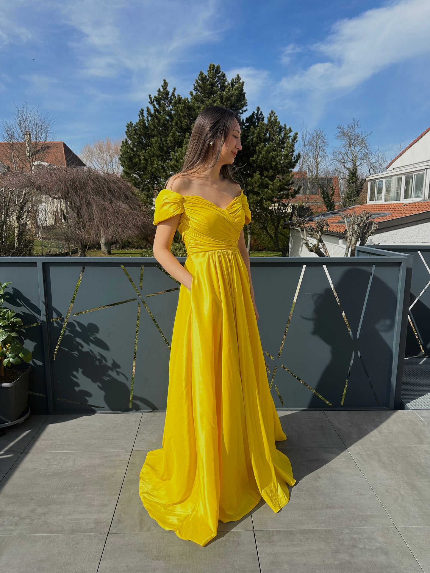 Robe longue jaune