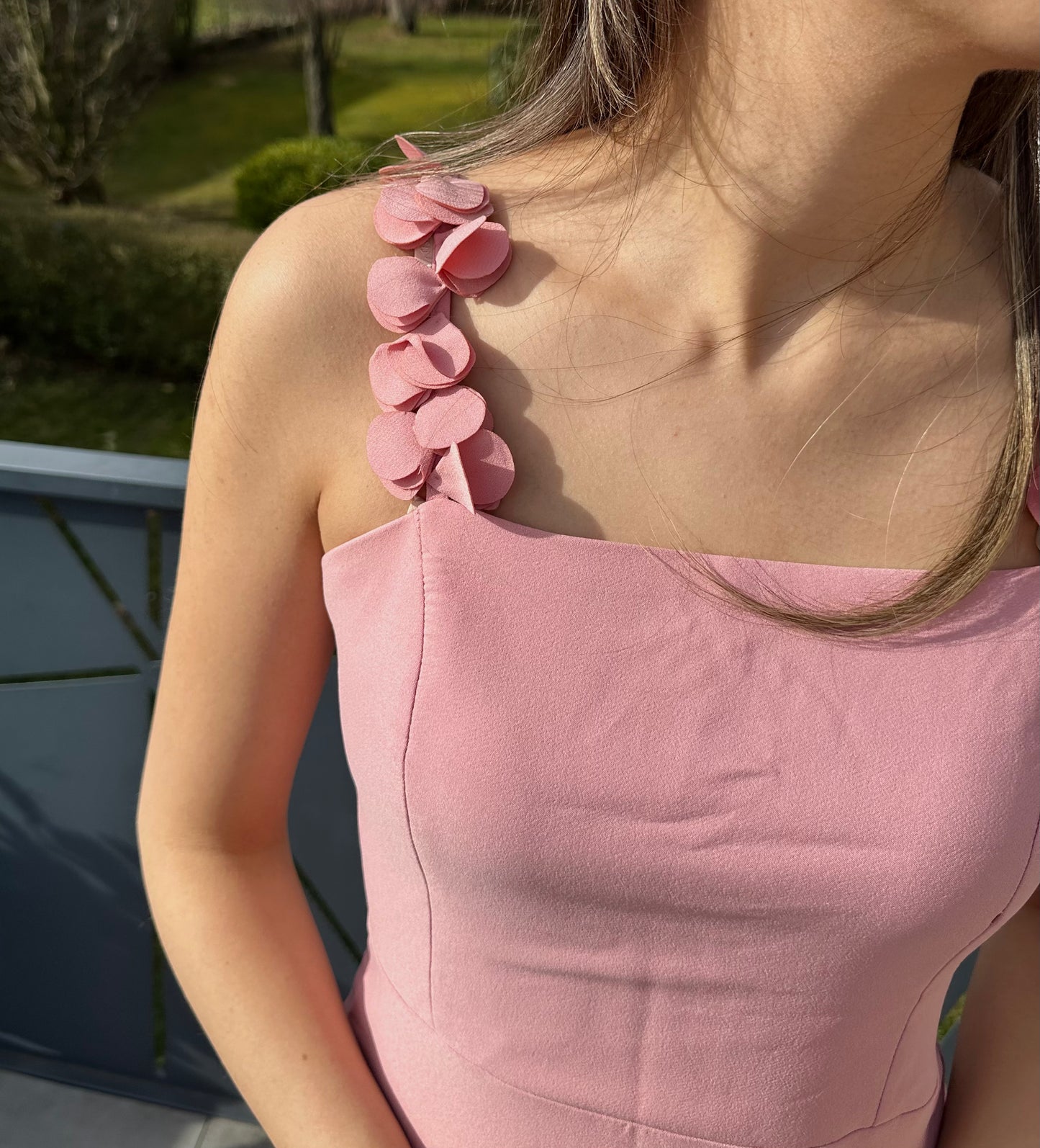 Robe longue rose