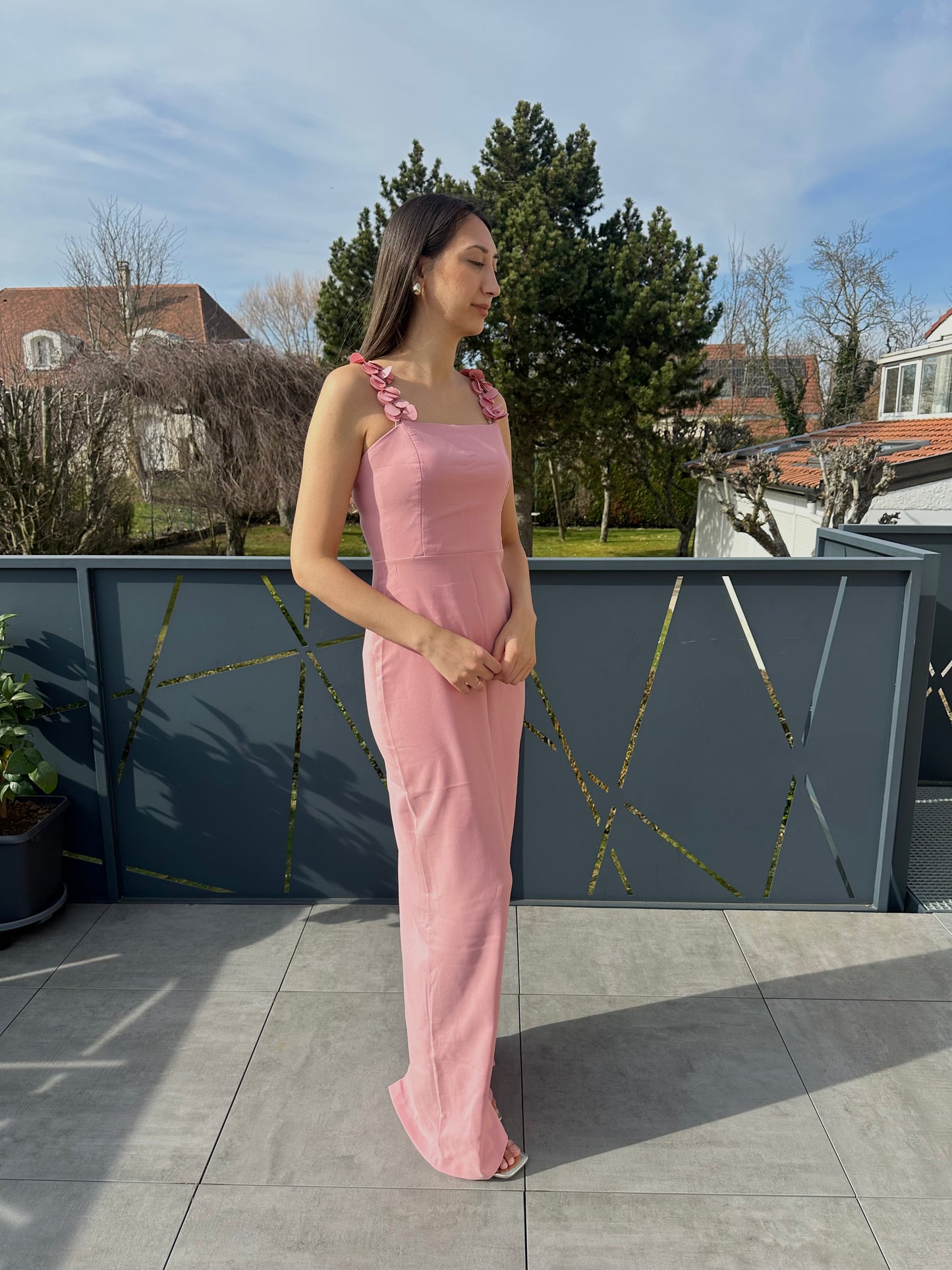 Robe longue rose