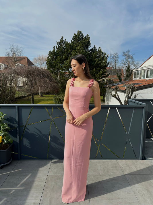 Robe longue rose
