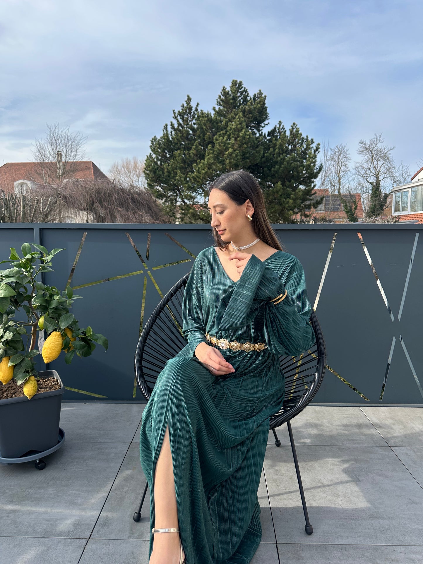 Abaya verte brillante