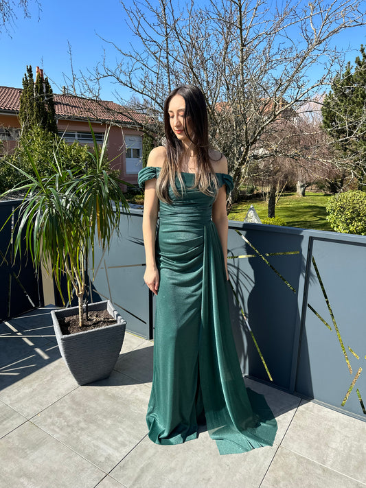 Robe longue verte scintillante
