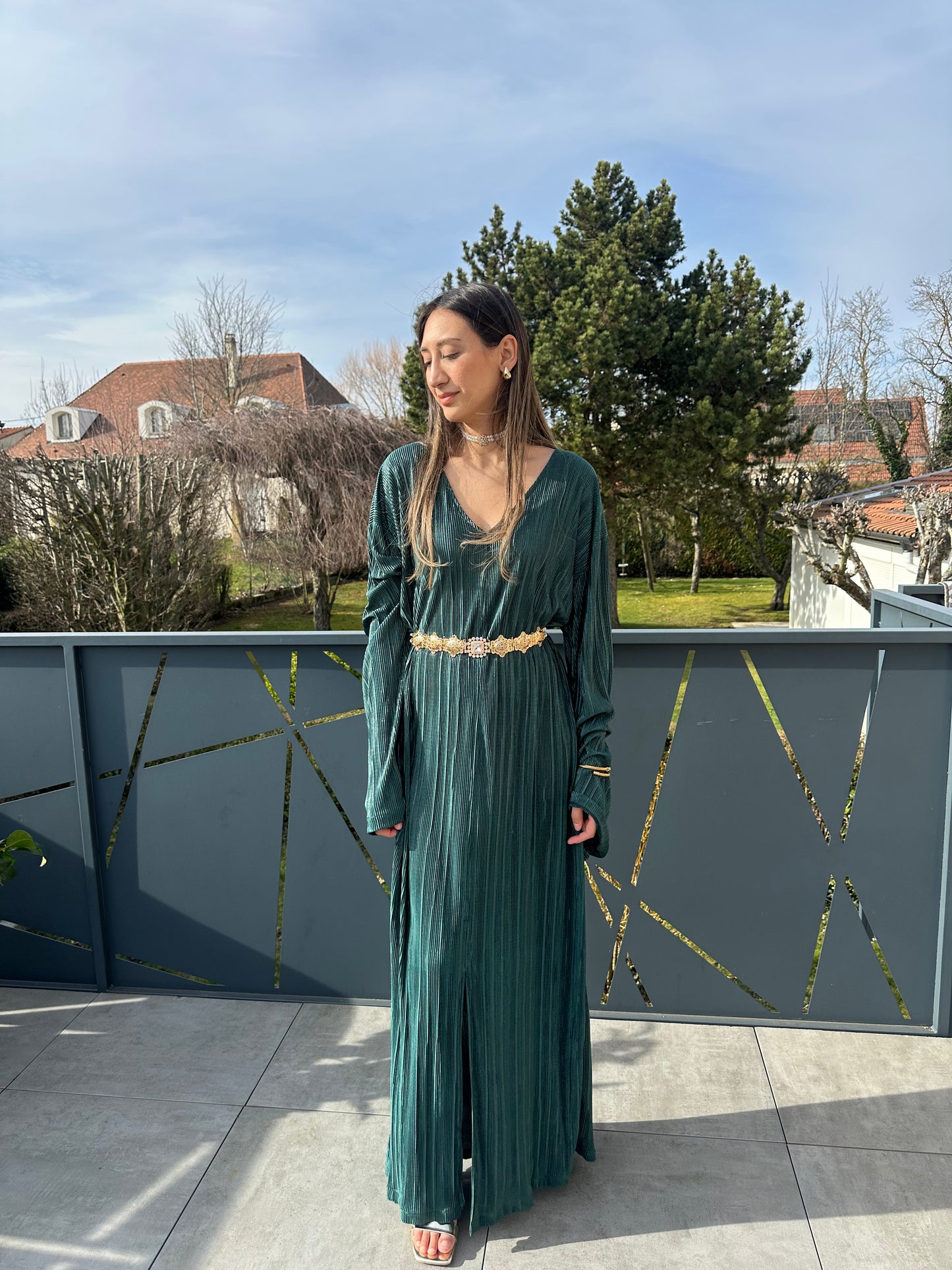 Abaya verte brillante