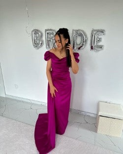 Robe satin fushia